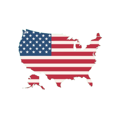 Mapa dos EUA com bandeira